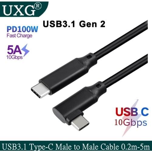 100W PD 5A Curved USB3.1 Type-C Male Cable 1M 2M 5M 4K @60Hz 10Gbps USB-C Gen2 Cord For Macbook Pro Nintendo Oculus Quest 1 2 VR