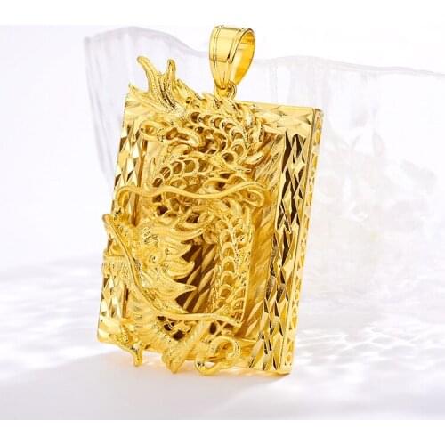 Exquisite Gold Color Pendant for Mens Wedding Anniversary Gifts Delicate 3D Dragon Necklace Pendant for Men Male Jewelry