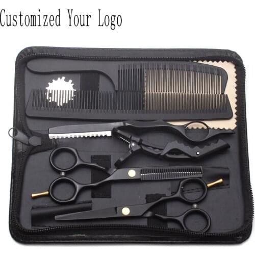 Suit 5.5" C1104 Black Stainless Customize Logo Hairdressing Scissors Cutting Scissors Thinning Shears Professional Hair Scissors