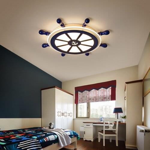 Childrens room lamps creative personality LED cartoon pirate ship Art boy bedroom ceiling lamp