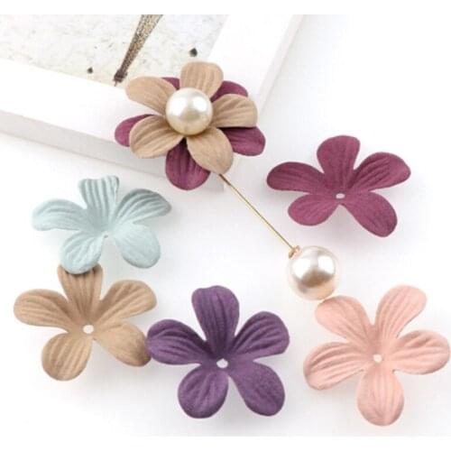 Hot New 45mm 30pcs Microfiber Leather Handmade Artificial Cloth Flower Head Wedding Decoration For DIY Craft Fake Flower