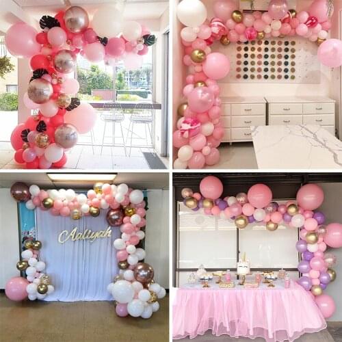Matte Pure Pink white Balloon Arch Garland Baby Shower Round Art Shape Wedding Birthday Party Decoration Romantic Balloons Toys