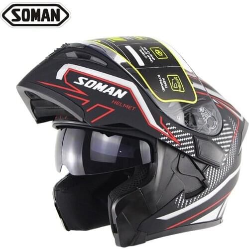Motorcycle racing helmet, mens and womens double lens helmet, four seasons cross-country helmet, safety helmet