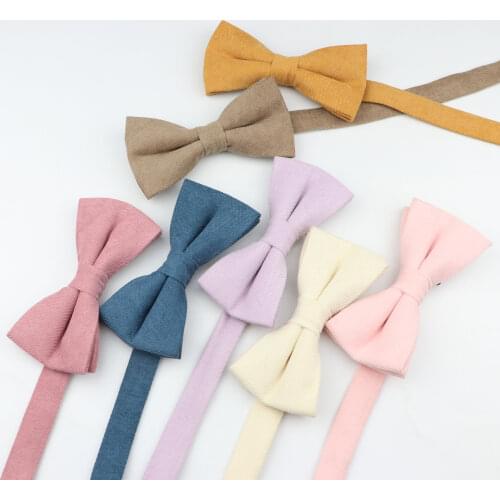 Mens Soft Microsuede Bow Tie Flexible Solid Color Bowtie Smooth Butterfly Matt Necktie Decorative Pattern Cotton Ties