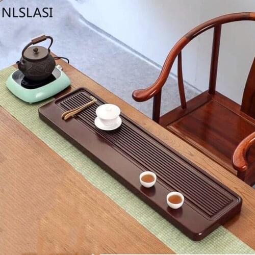 Natural overall solid Wooden Tea Tray Japanese tea table Board High Quality Bakelite serving tray Retro Tea Set Accessories
