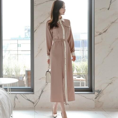 New Fashion Autumn Women Bodycon Dress Office Lady Shirt Dresses Elegant Korean OL Long Dress Plus Size Vestidoes Female