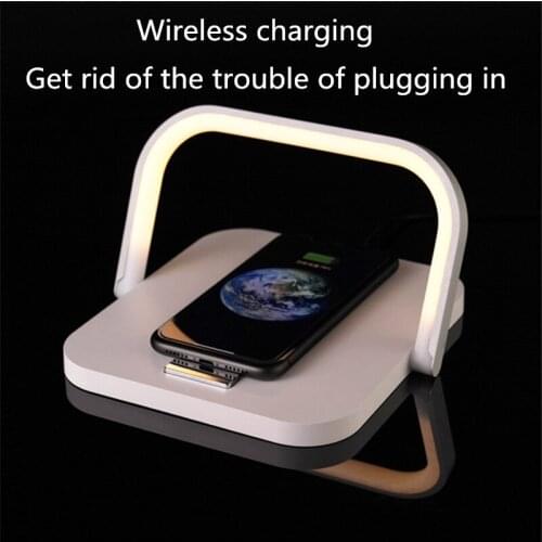 2021 New LED Mobile Phone Wireless Charging Desk Lamp USB Charging Stepless Dimming 10W Night Light Home Decoration Holiday Gift