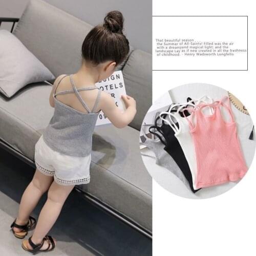 2020 New Summer Baby Girls Camisole 2-6Y Children Casual Solid Elastic Vest Girls Shirts Cotton Undershirts Baby Tees