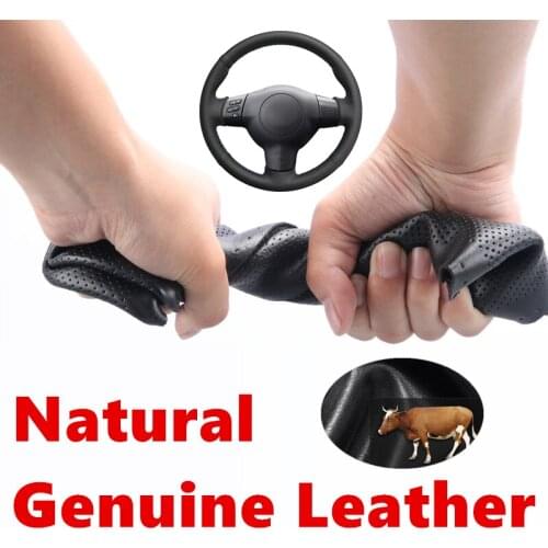 DIY Genuine Calfskin Leather Car Steering Wheel Cover for Toyota Corolla 2004-2006 Caldina 2002-2007 RAV4 (US) 2005 Scion tC