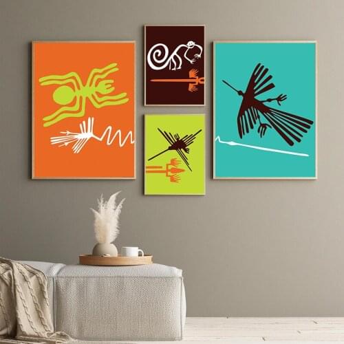Peruvian Nazca Line Art Prints Modern Abstract Minimalist Poster Nazca Wall Art Decoration Canvas Painting Nazca Office Decor