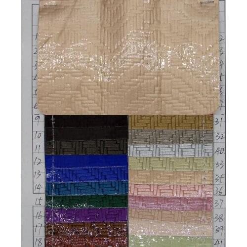 Supply PU mirror weaving grain leather thickness 1.2mm mirror leather bags handbags faux leather fabric woven pattern