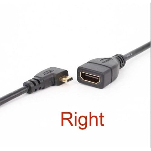 Gold planted HDMI-compatible Female to 90 Degree right Angled Micro HDMI-compatible Male Adapter Cable Free shippingnew
