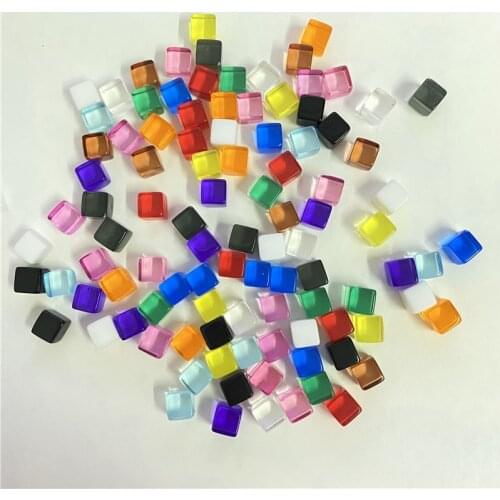 50Pcs/set 8mm Transparent Grey Square Corner Colorful Crystal Dice Chess Piece Right Angle Sieve Cube For Puzzle Game 10 colors