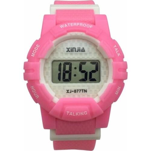 Russian Talking Wrist Watch Electronic Sports Watches with Alarm, with Pink Ruber Strap 877TN(PIK)