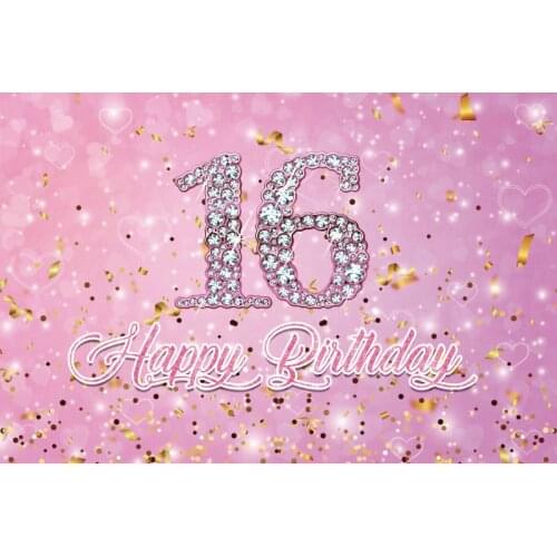 Happy Birthday Pink Diamond Sequins Love Heart Background Party Party Vinyl Photography Props Decoration Background Painting