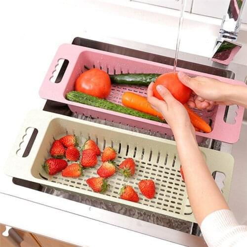 Sink Strainer Drain Fruit Vegetable Drainer Basket Suction Cup Rack Storage Kitchen Tools Plastic Filter Shelf Storage Basket