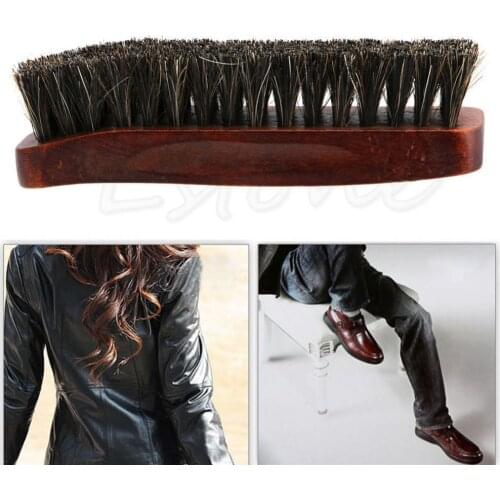 4x Long Wood Handle Bristle Horse Hair Brush Shoe Boot Polish Shine Cleaning