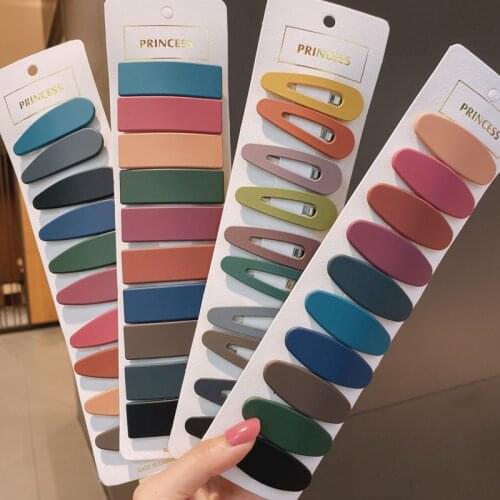 10Pcs/pack Simple Solid Color Geometric Hairpins Hair Accessories Women Barrette Hairgrips Girls Candy Color Hair Clip Headdress