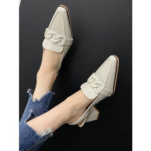 Sandals women 2021 new summer pointed toe Baotou retro word belt high heels summer