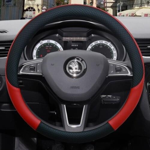 100% DERMAY Brand Leather Car Steering Wheel Cover Anti-slip for Skoda Rapid Spaceback Auto interior Accessories