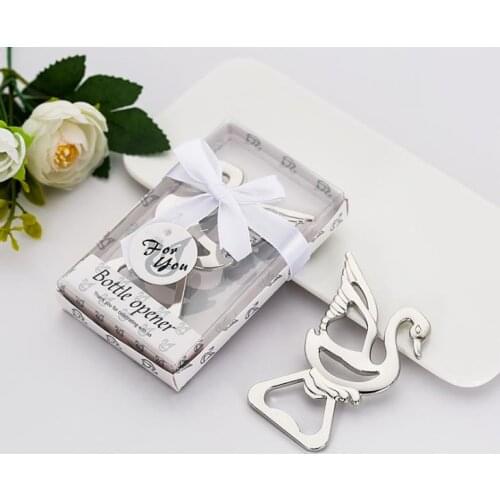 100 Pcs/lot) Wedding and Party decoration favors of Swan Bottle opener gifts for Bridal showers and Silver Wedding favors SN305