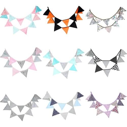 12 Flags 3.2m Pennant Bunting Banners Triangular Flags Festival Baby Shower Wedding Garland Flags for Party Decoration