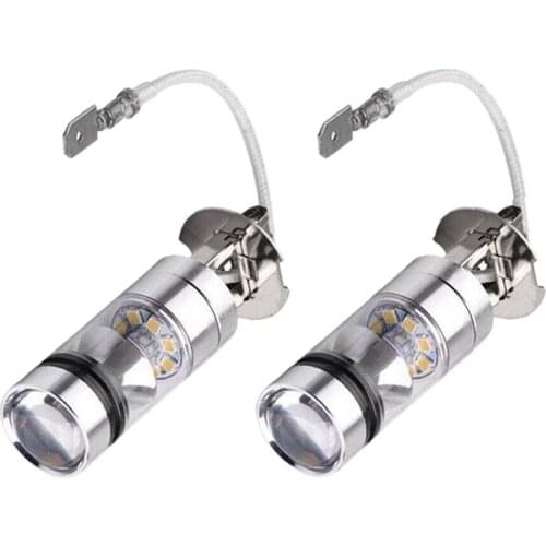 2Pcs 6000K White LED H3 100W 2323 Car Fog Light Bulb DRL