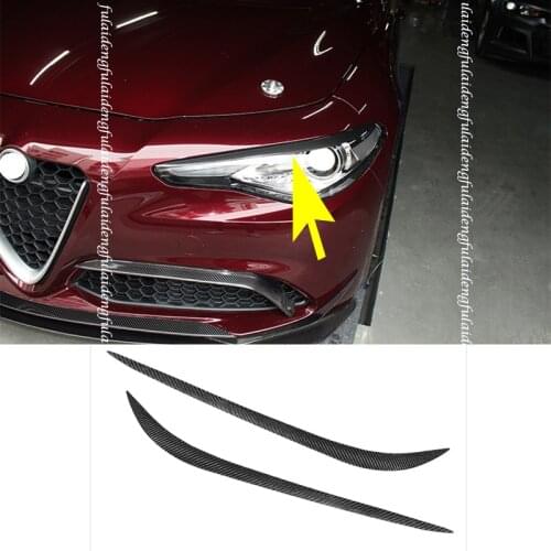 2pcs For Alfa Romeo Giulia 2017-2020 Carbon fiber Headlight Cover Eyebrows Eyelid Eye Lid Brow Car Accessories