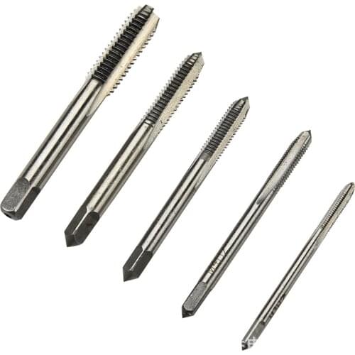 5PCS/Set HSS M3 M4 M5 M6 M8 Machine Spiral Point Straight Fluted Screw Thread Metric Plug Hand Tap Drill Set Hand Tools