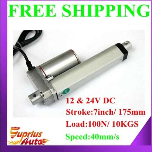 Free Shipping Linear Actuator ! 12V DC Linear Actuator With High Speed 40mm/s, 7inch/ 175mm Stroke 100N/10KGS Force
