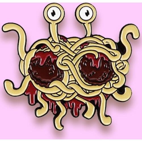 Flying Spaghetti Monster FSM Brooch Pin Funny Pastafarianism Ramen Monster FSM Enamel Pin Denim Lapel pin badge Spille Brosche