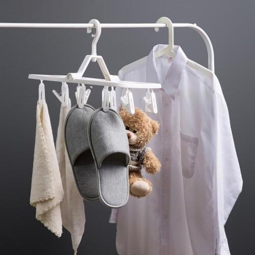 Household Simple Folding Anti-slip Hanger Plastic Hanger Windproof Rotating Hanger Clothespin