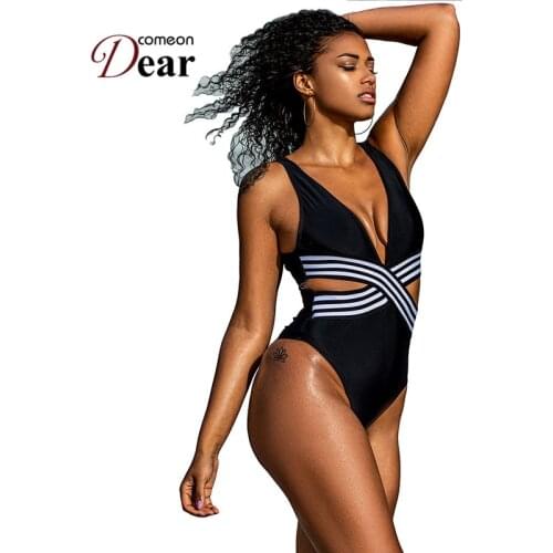 Comeondear Black One Piece Swimwear