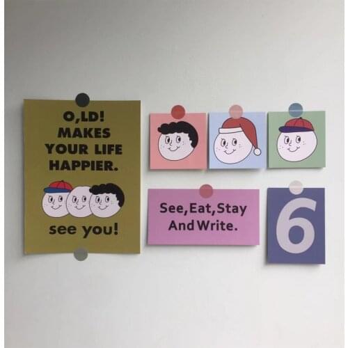 Ins Super Cute Big Smile Face Decorative Card 6 Sheets Double-sided Postcard Poster Kawaii Background Wall Stickers Photo Props