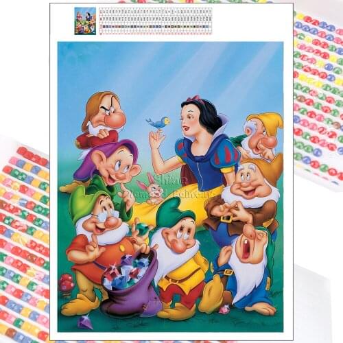 Children Diamond Painting Disney Snow White Dwarf Cartoon 5D DIY Cross Stitch Embroidery Mosaic Square Round Handmade Home