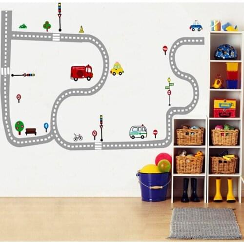 DIY Removable Cartoon Car Road Wall Sticker Kid Play Room Decal Home Decor