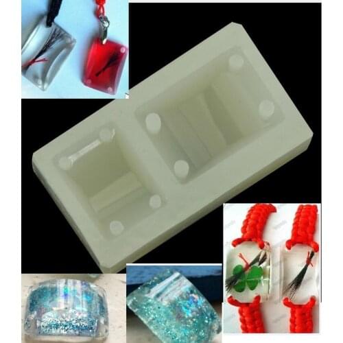 Rectangle Cabochon Silicon 4 Holes Mold Mould Epoxy Resin Jewelry Pendant Bracelet Making resin molds for jewelry