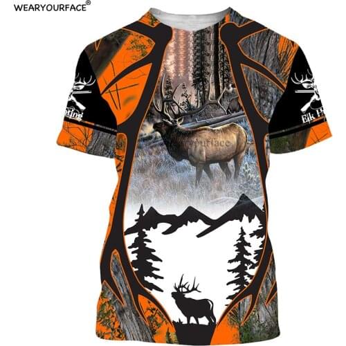 Elk Hunting Camo 3D All Over Print T Shirts Short Sleeve Hipster Streetwear Funny Shirts Women Unisex Oversize Clothing