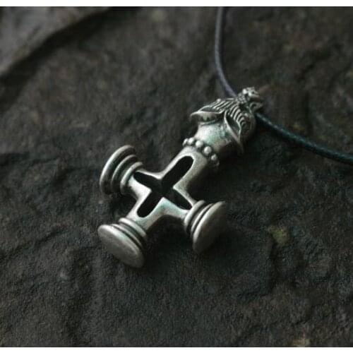 Lanseis 1pcs viking wolf hammer pendant men necklace