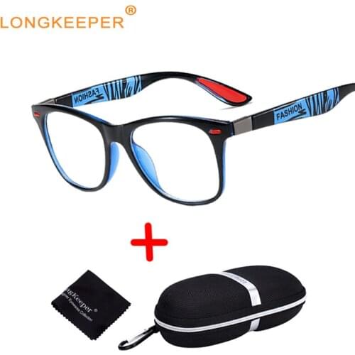 Longkeeper Anti Blue Ray Computer Glasses Women Square Eye Glass Men Blue Light Blocking Eyewear Optical Frames With Case