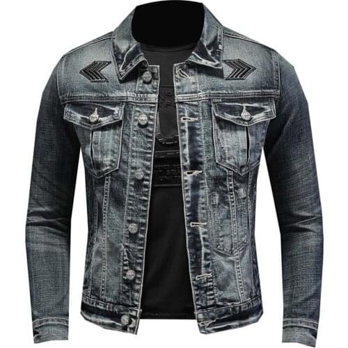 Mcikkny Fashion Men Spring Vintage Denim Jackets Multi Pockets Patchwork Jeans Outwear For Male Tops Washed Plus Size M-4XL