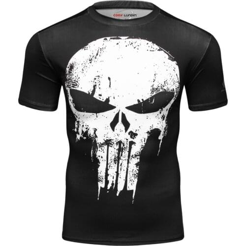 Compression t shirt Men 3D Printed T-shirts Short Sleeve Cosplay Fitness Body Building Male Workout Tops Punk Skull Skeleton tee