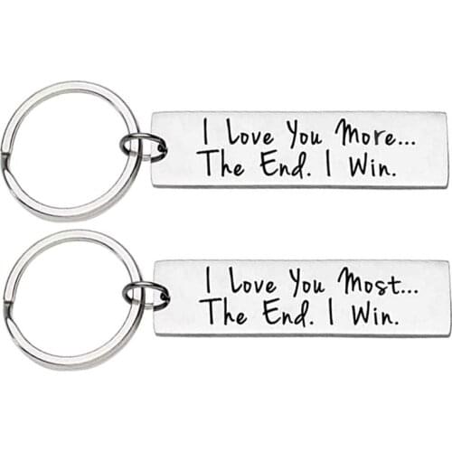 European and American new stainless steel key chain titanium steel couple gift I LOVE YOU MORE THE END key chain брелок keychain