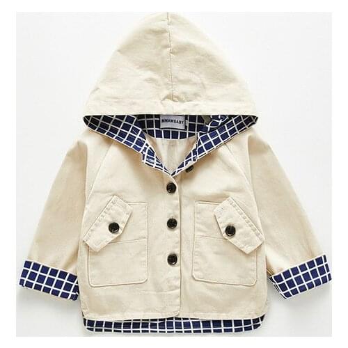 2 3 4 5 6 Years Boys Jacket Casual Korean Hooded Plaid Stitching Coat Autumn Windbreaker 2019 toddler kids clothes boys coats