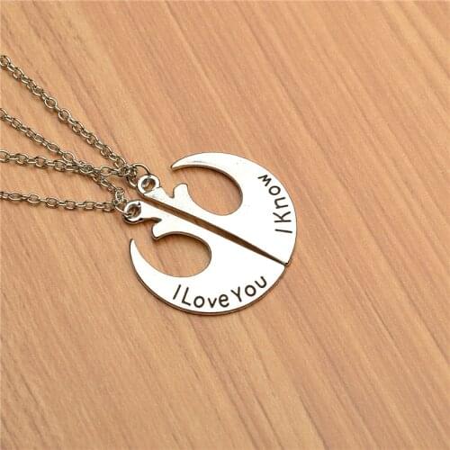 Movie Rebel Insignia Necklace "I love you I know" Letter Necklace Fashion Couple Necklace Wholesale 12sets/lot