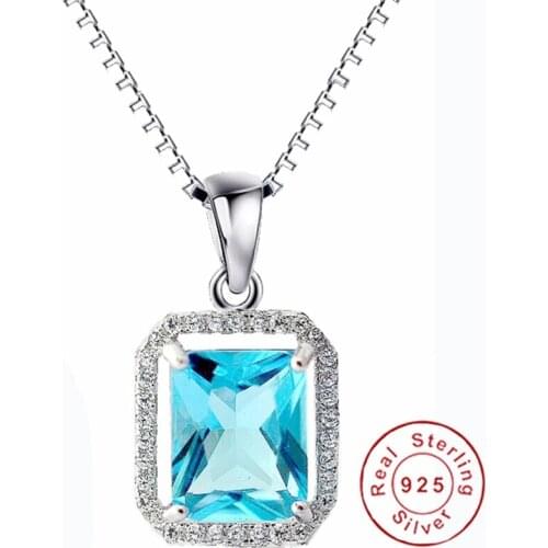 BeBe Kitty Necklaces Pendant Real 925 Silver Rhodium Plated Blue Austrian Crystals Classic Style for Women Jewelry Fashion Gifts