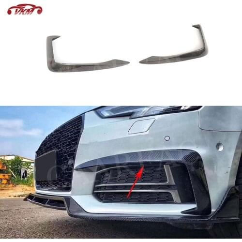 Carbon Fiber Front Fog Lamp Eyebrows Cover Frame Cover Bumper Vent Trims Stickers For Audi A4 S4 B9 2017 2018 2019