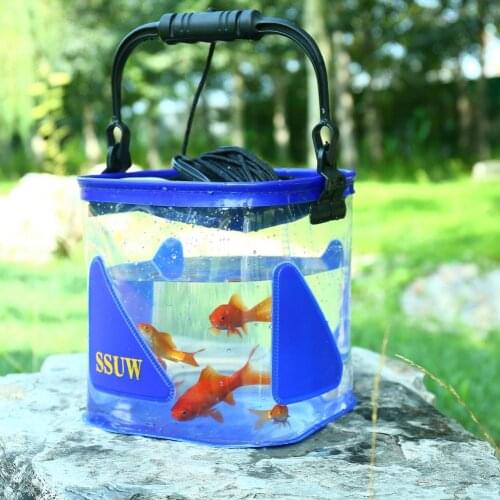 Clear Fishing Bucket Water Storage Bag Foldable Transparent Bucket Small Water Container Outdoor Bait Keg Fishing Equipment