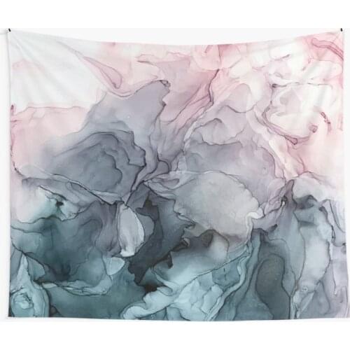 Blush and Paynes Grey Flowing Abstract Painting Wall Tapestry Cover Beach Towel Throw Blanket Picnic Yoga Mat Home Decoration