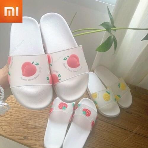 Xiaomi Ladies Fruit Slippers Printed Flat Shoes for Women Bathroom Non-slip Sandals Slipper Summer New Loafer Soft